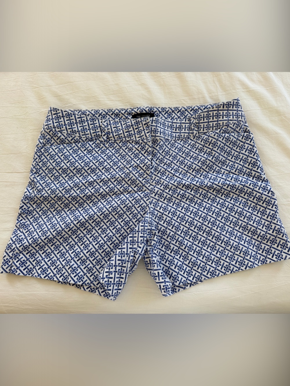 The Limited Blue & White Geometric Print Bermuda Shorts